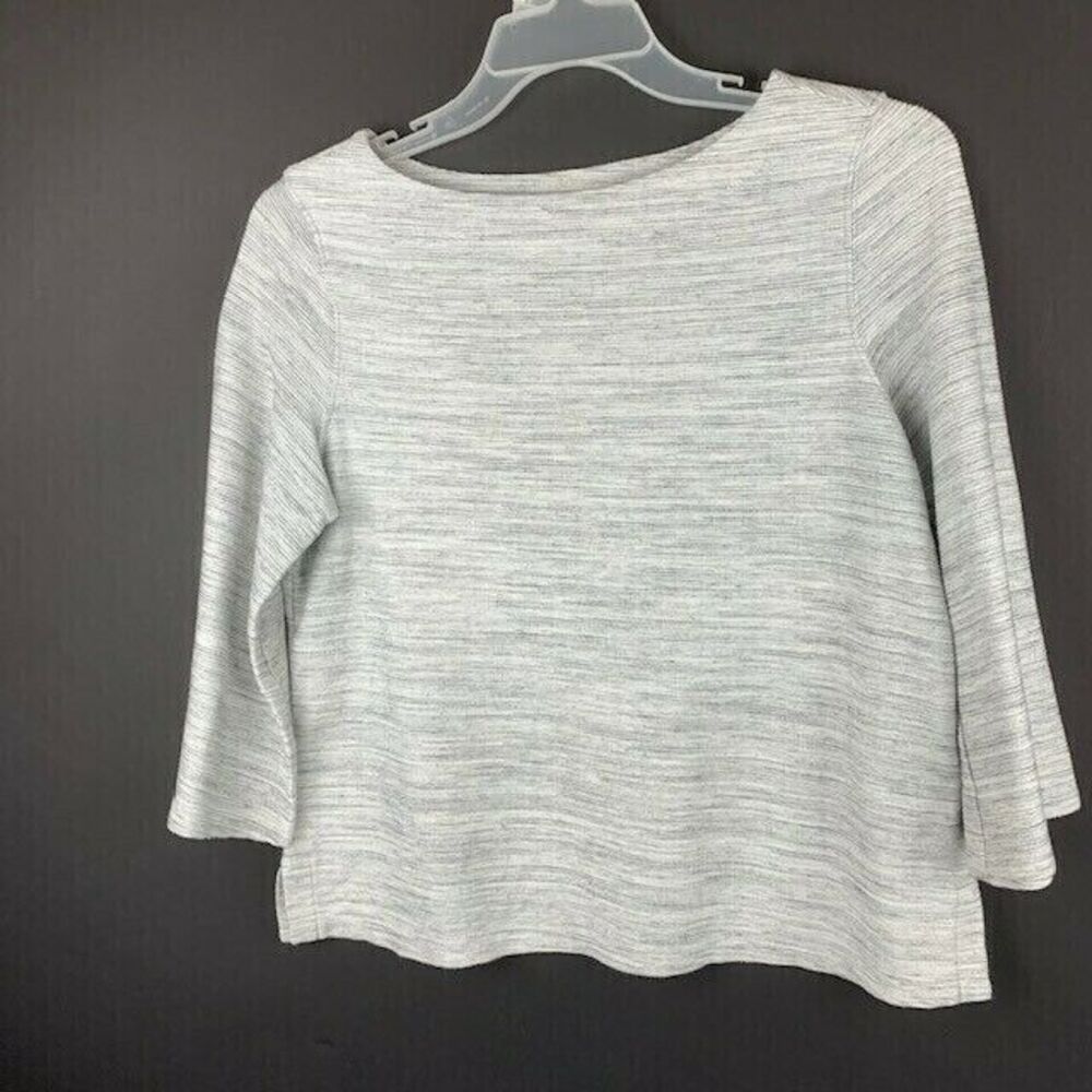 Old Navy Size L Womans Top Black Gray Boat Neck 34 Sleeve Crop